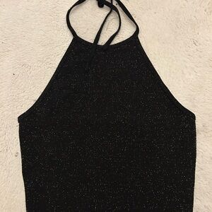 Black Glitter Halter Top